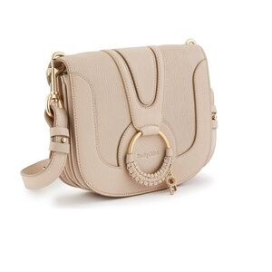 See By Chloé Taupe Suede and Leather Crossbody with Gold Ring